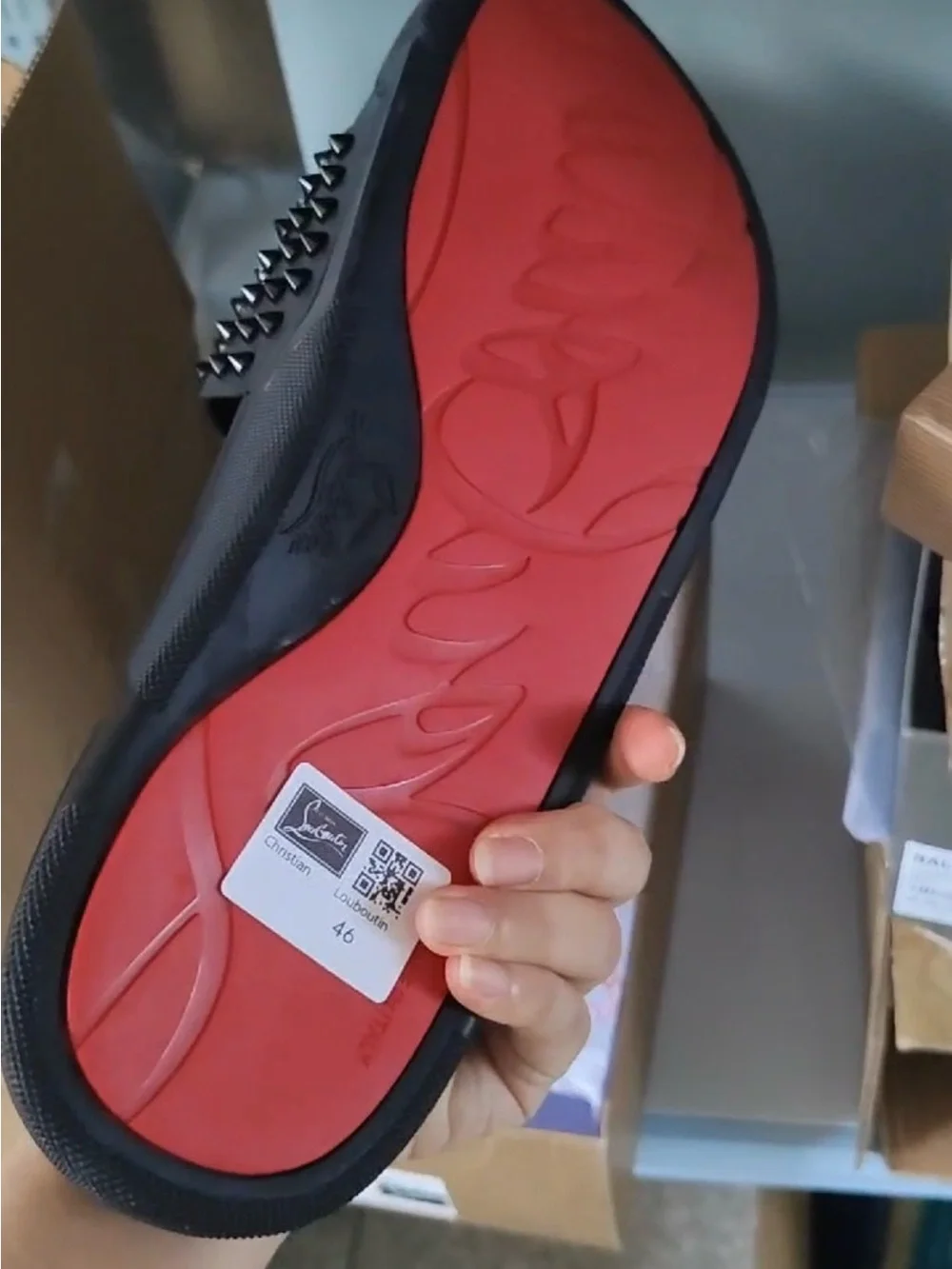 Christian Louboutin Black Studded Slide Sandal for Men